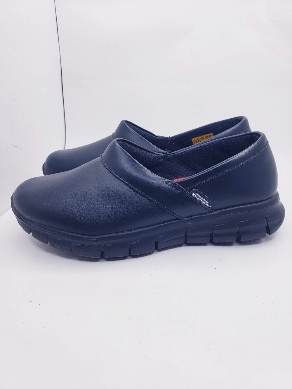 Skechers Black Leather Slip Resistant & EH Slip On Work Shoes Women's Size 7.5 - Picture 4 of 12